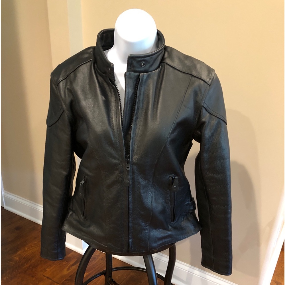 River Road Ladies Leather Heavy Duty Motorcycle Jacket - Size S